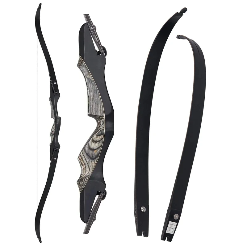 Toparchery 62inch ILF Bow with 19inch Riser 25-50lbs Wood Laminated Bow For Outdoor Shooting Sports Hunting Bow