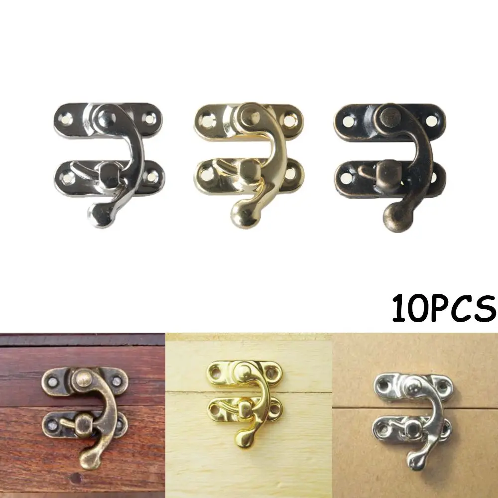

10PCS Vintage Metal Furniture Wooden Box Leather Bag Decorative Latch Padlock Hasp With Screws Clasps Lock
