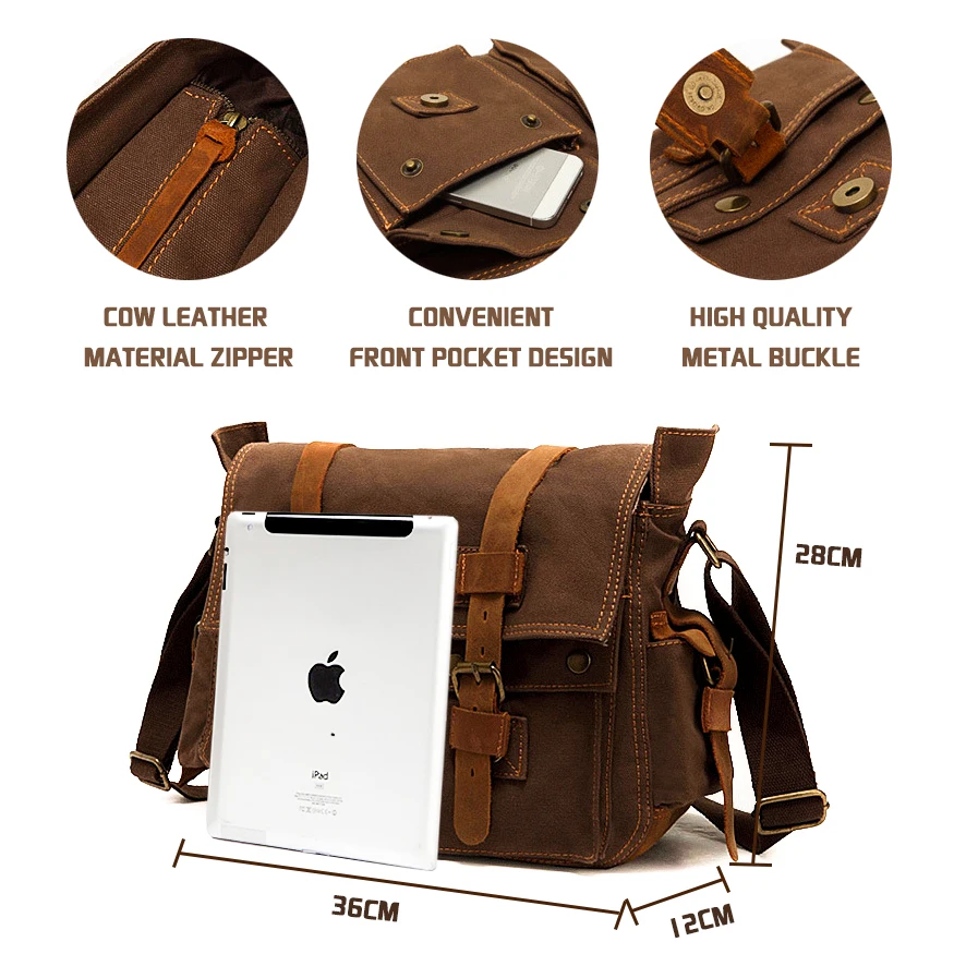 MARKROYAL Canvas Leather Mens Large Crossbody Bag Male Messenger Bag Brand Shoulder Large Capacity Satchel,canvas bag,mens messenger bag,mens leather bag