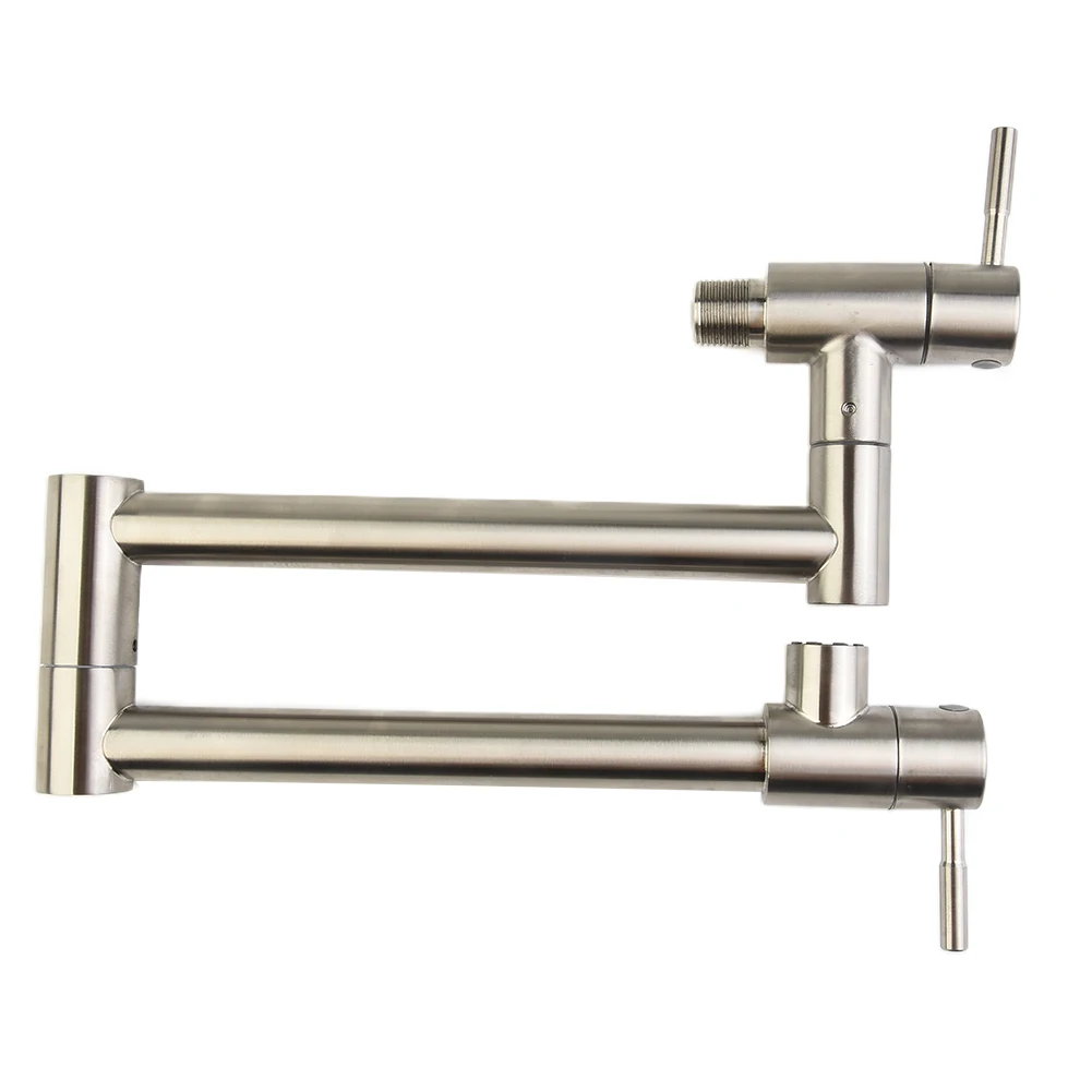 

Practical To Use Brand New Durable Wall Mounted 1 X Ceramic Faucet Swivel Folding Wall Mounted Kitchen Fauce Polished