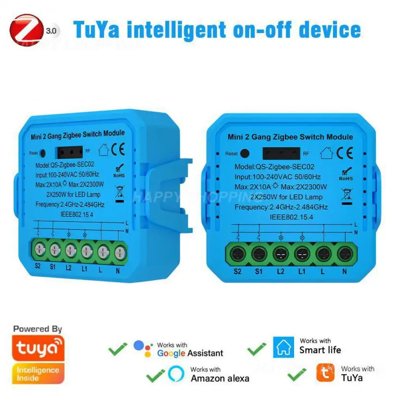 

Tuya /Wifi Push Button Switch Module1/2 Gang Switch Control Module APP Remotely Control Compatible Alexa Home Voice