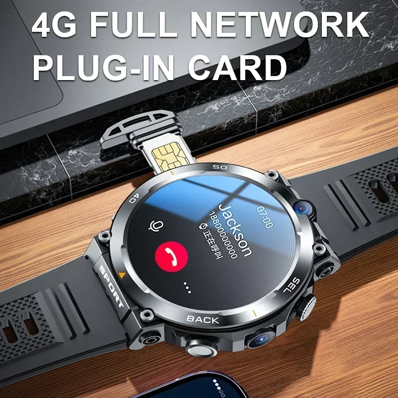 4G LTE 안드로이드 스마트워치, GPS 듀얼 카메라, 와이파이 SIM, NFC, 견고한 16G ROM, 구글 플레이 앱 다운로드, IP67, 남녀공용 스마트 워치, 1.39 인치