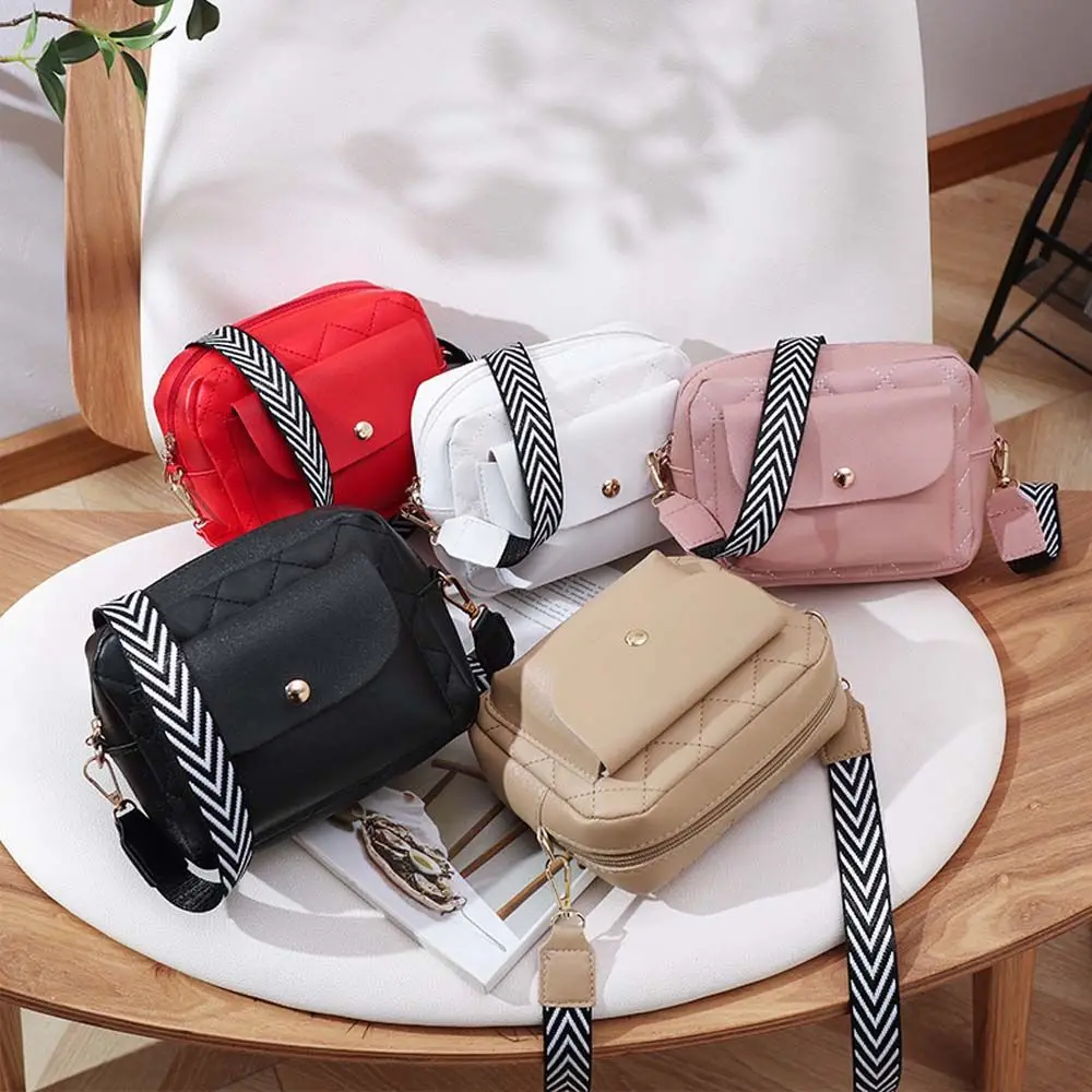 

Portable Casual Flap-bag Female Shoulder Pouch With Zipper Diamond Single Shoulder Bag Solid Color Messenger Bag Square Handbag