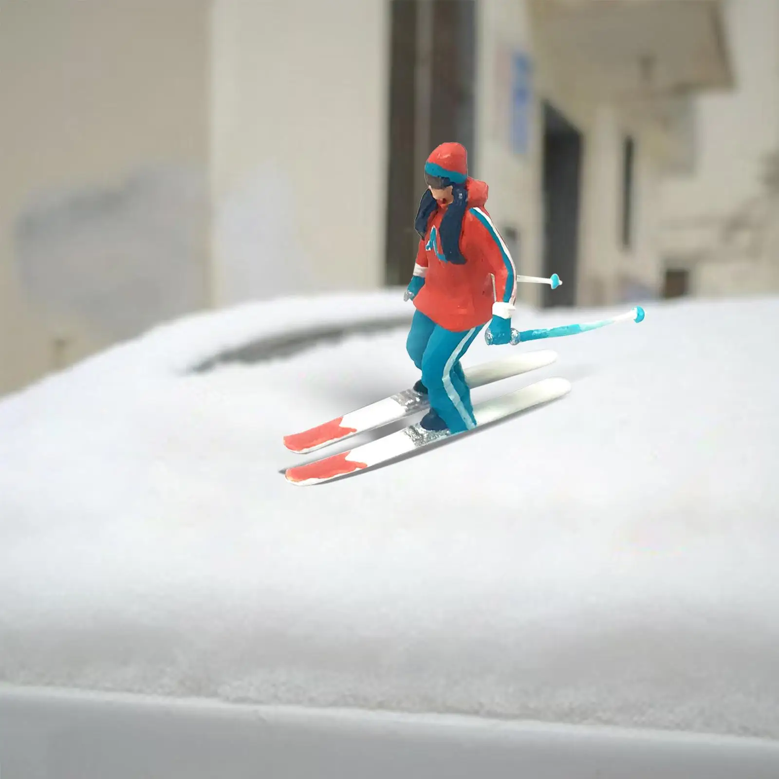 1:64 Painted Figure Mini Model Miniature Resin Diorama Ski Snowboarding  Skiers