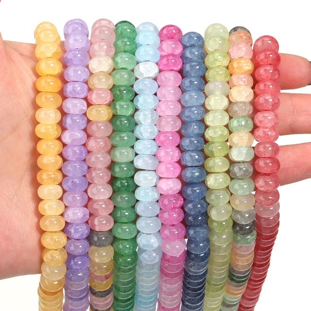 1 chaîne 5x8mm perles de verre boulier coloré plat rond perles en vrac pour la fabrication de bijoux bricolage artisanat Bracelets collier accessoires 1