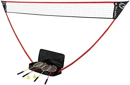 

Portable Badminton Set with Freestanding Base - Sets Up on Any Surface in Seconds - No Tools or Stakes Required