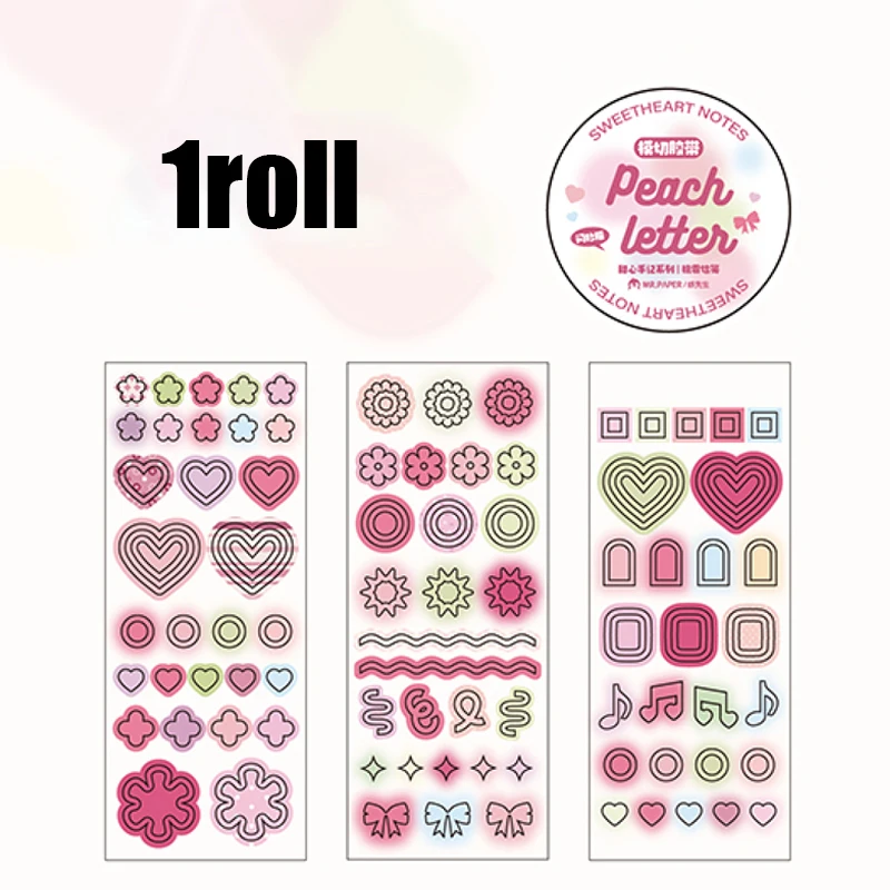 미스터 페이퍼 스위트하트 메모 글리터 포일 풀 다이컷 테이프 200cm 와시 테이프 롤 플래너 & 저널 배경 테두리 장식