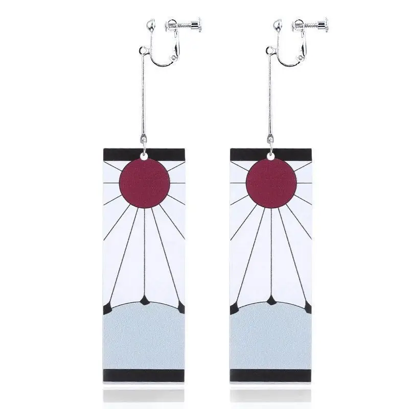 Anime Demon Slayer Charm Earrings Earrings Sun Goddess Tanjiro Personality Wild Earrings Ear Clips Party Accessories 3