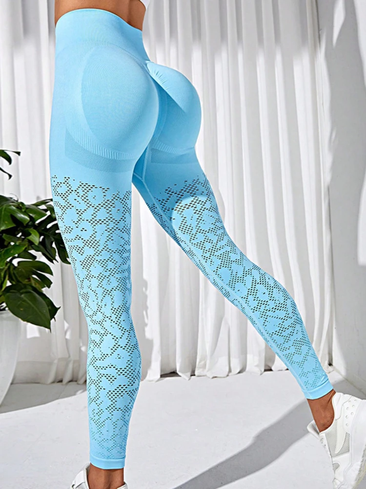 

Women Seamless Leggings Hollow Out Gym Leggings Ladies High Waist Soild Color Push Up Tight Fitness Yoga Pants for Women Sport