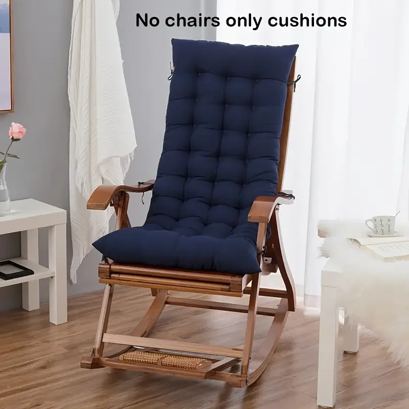 Thick Wicker Rocking Chair Pad with Elastic Band - All-in-One Black & Gray Cushion for Rocking Chairs, Dining Chairs, Armchairs