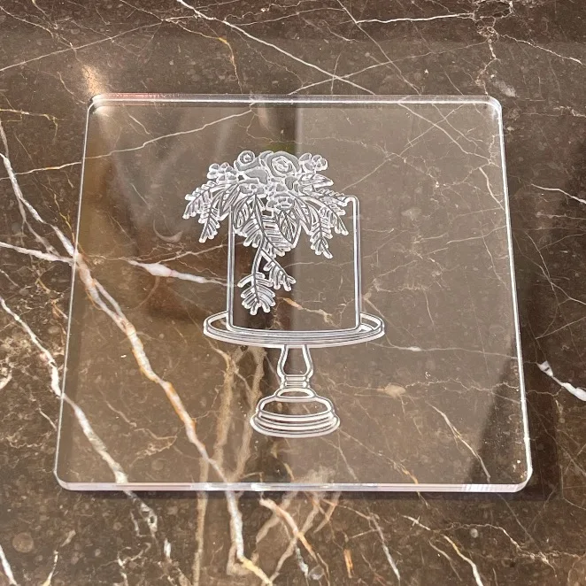 Cake Tool 10*10cm Flower Rose Cake Stand Acrylic Stamp Outboss Reverse