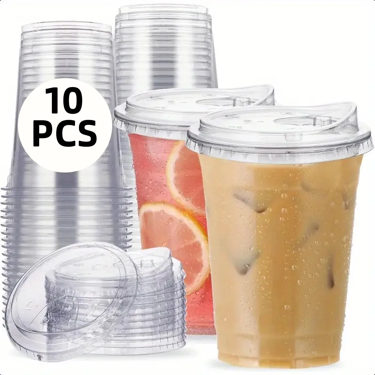 16oz Disposable Transparent Plastic Cup Leak Proof Shatterproof Fit For Milk Tea Coffee Beverages Parties Christmas Daily Use
