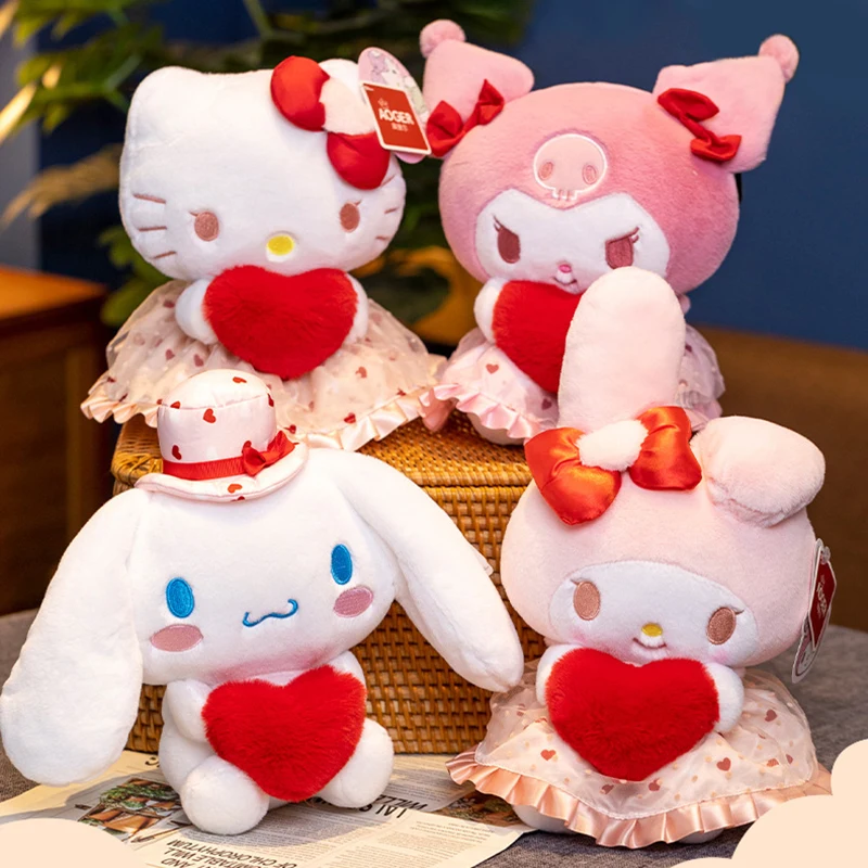 

Kawaii Hello Kitty Kuromi My Melody сердцебиения серия Sanrio плюшевая кукла игрушка Подруга День рождения подарок на день Святого Валентина