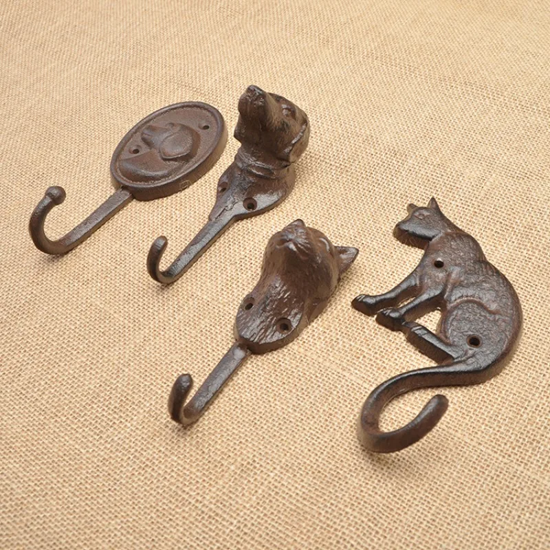 Cast Iron Crafts Iron Art Animal Cat Dog Octopus Hooks Bar Garden Personality Wall Hanging Wall Decoration 2