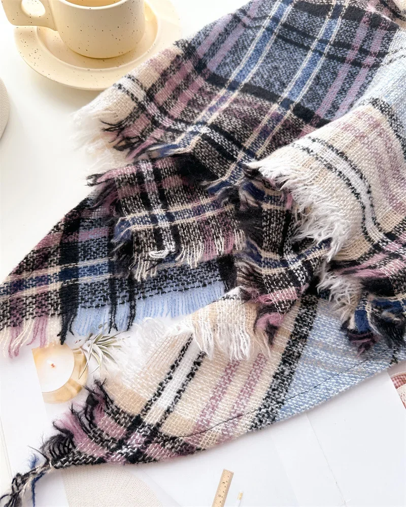 Europe United Vintage Shawl Autumn Winter Warm Triangular Scarf Fashion Tassel Scarves Men Women Neckerchief Unisex Long Wraps