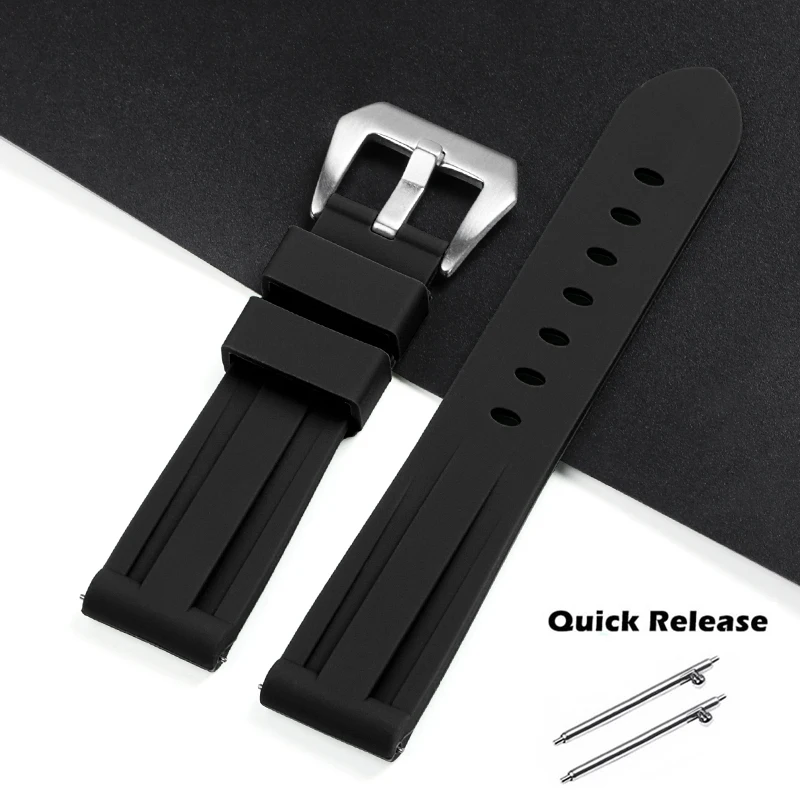 Versatile Quick Release Silicone Wristband - Sporty Style Strap (20-26mm)