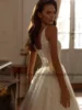 New Arrival Bride Gown Customized Square Neck Sleeveless Sequin Applique Sweep Train Soft Tulle A Line Corset Wedding Dress 4