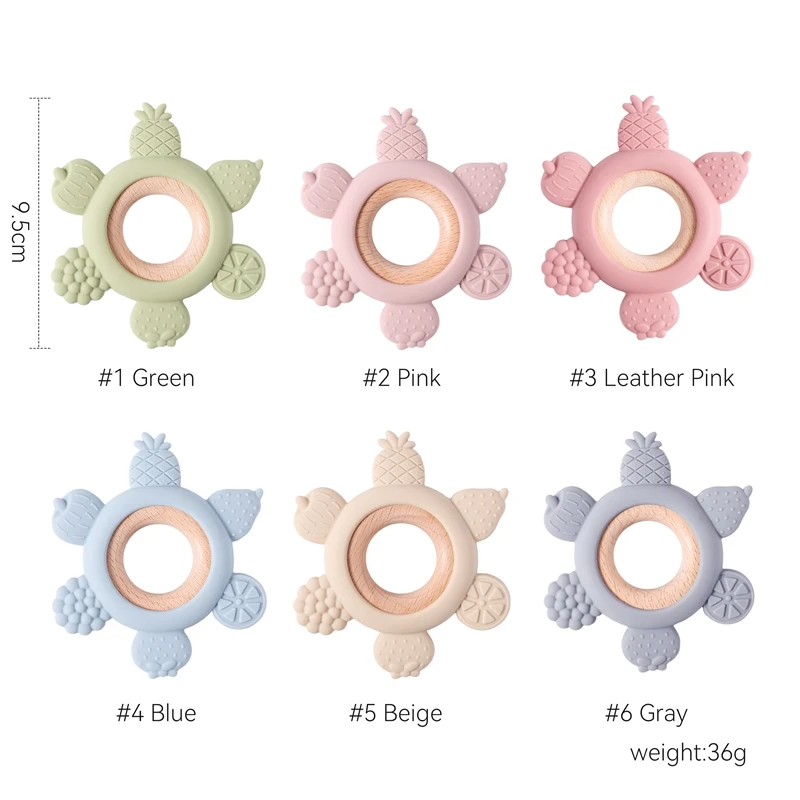 과일 실리콘 티더 나무 티더 링, BPA 프리 실리콘 레몬 배 티더 용품, 젖니 장난감, 선물, 1PC