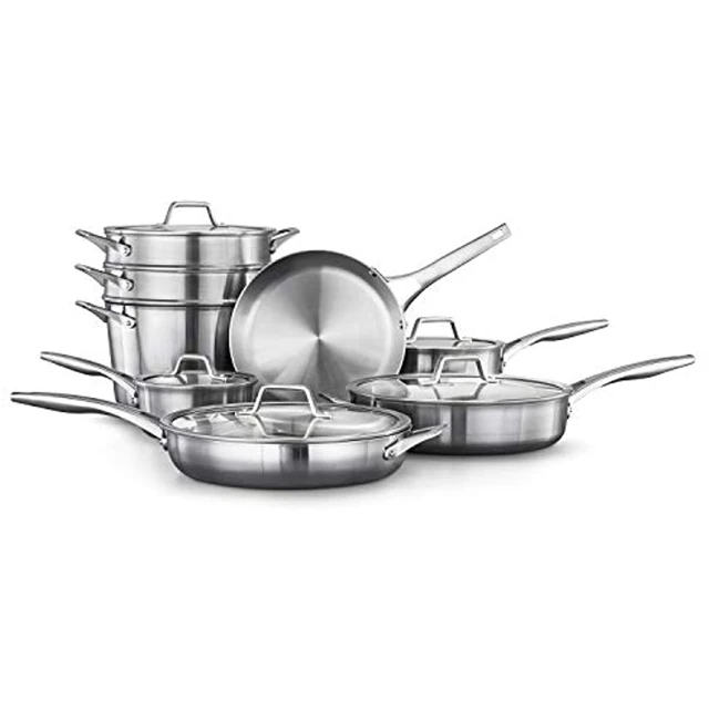 Culinary Edge Classic 10 Fry Pans - Mirror Finish Stainless Steel,  Durable, Dishwasher Safe