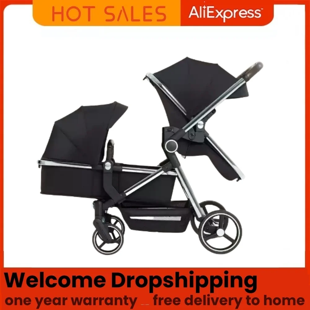 newest twin baby stroller, poussette double baby stroller,high quality twin stroller with 1 year warranty