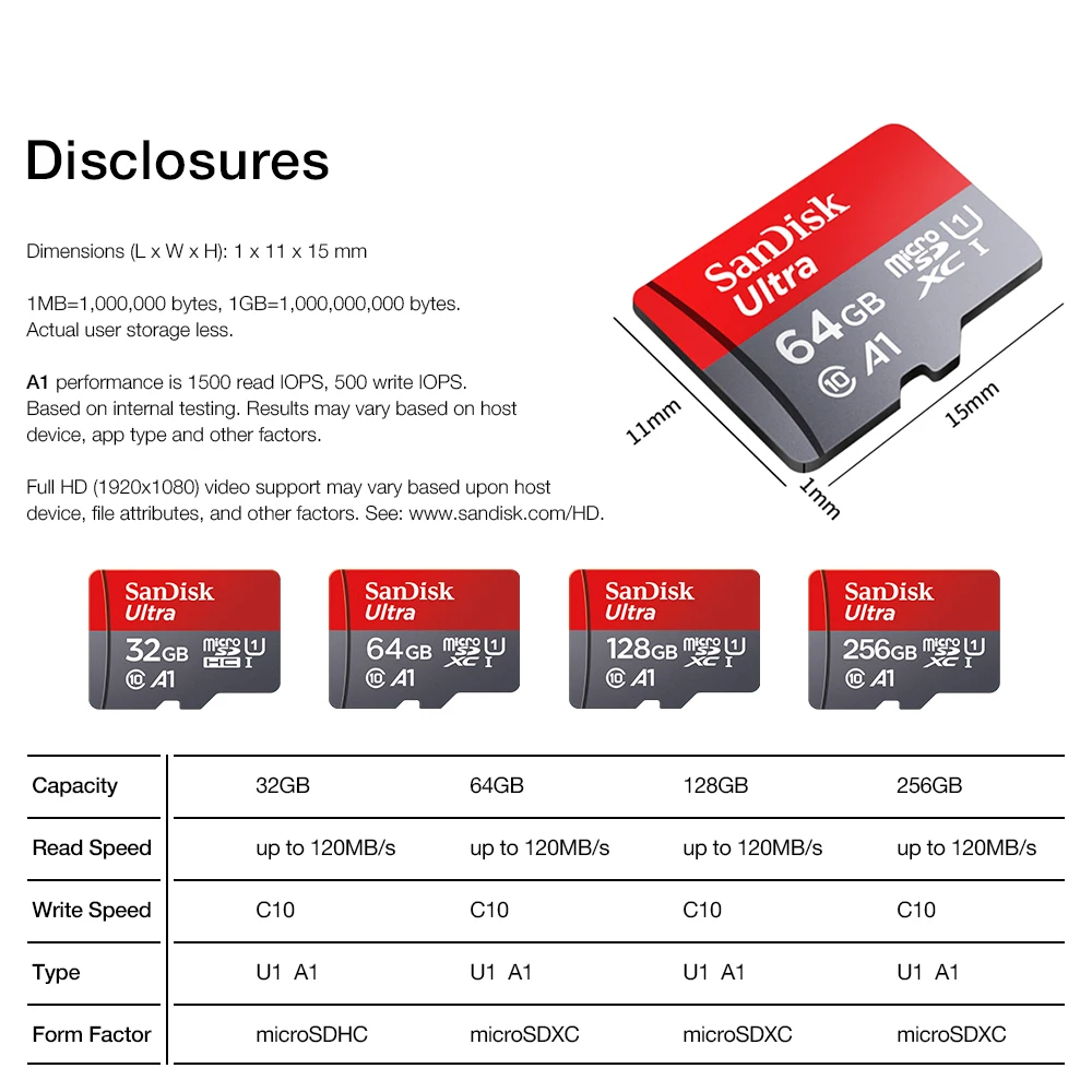 Sandisk-cartão de memória micro sd original, 32gb, 64gb, 128gb, 256gb, 512gb, 100 mb/s, uhs-i, c10 ultra a1, sdhc/sdxc