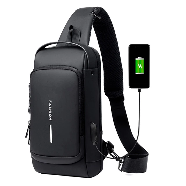  Mochila con puerto de carga USB, bolsa de pecho, bolsa cruzada  para mujeres y hombres, senderismo, ciclismo, viajes : Ropa, Zapatos y  Joyería