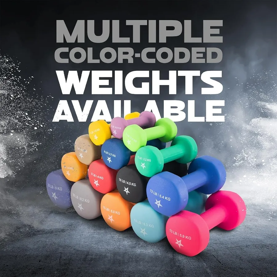 Neoprene Coated Dumbbell Hand Weight Sets of 2 -18lbs - Pair, Anti-roll, Anti-Slip, Hexagon Shape