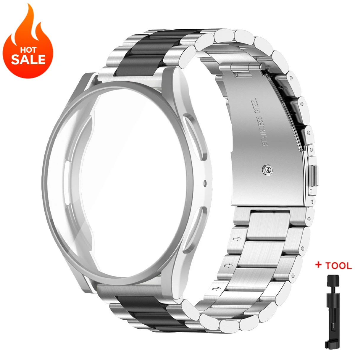 Stainless Steel Metal Band with TPU Case