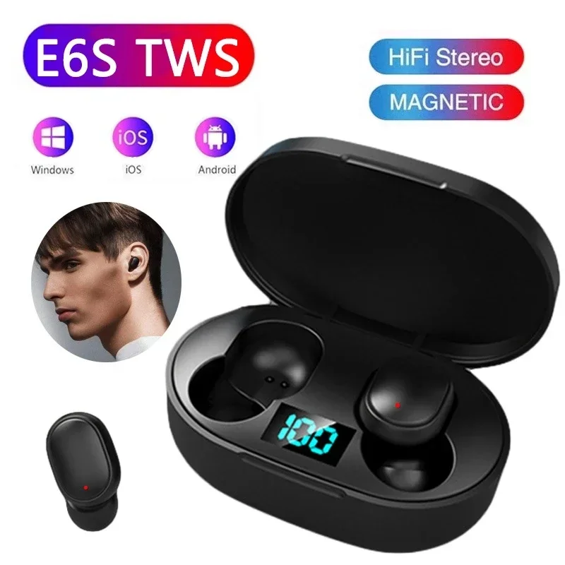 

TWS-наушники E6S с поддержкой Bluetooth и зарядным футляром