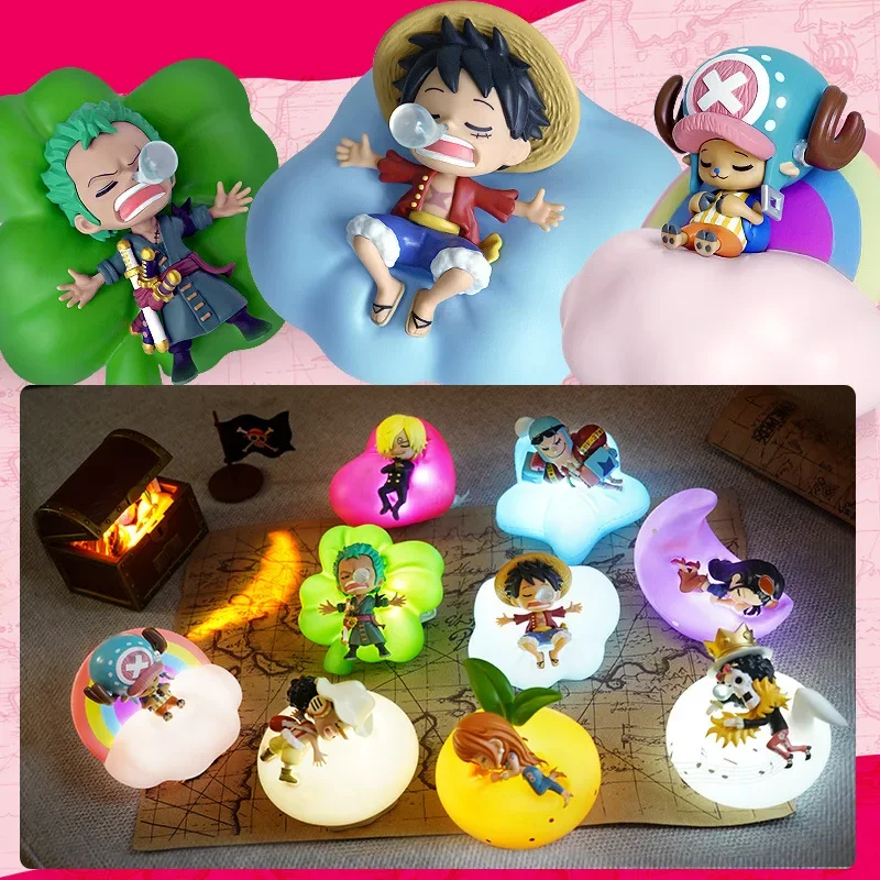 

One Piece Night Light Blind Box Luffy Zoro Anime Figure Nami Sanji Lamp Soft Light Bedroom Bedside LED Light Room Children Toys