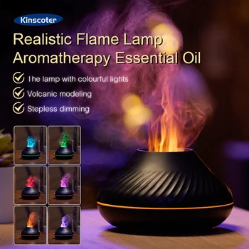 Volcanic Aromatherapy Humidifier 130ml USB Portable Essential Oils Diffuser with Color Flame Night Light for Home Bedroom Office 1