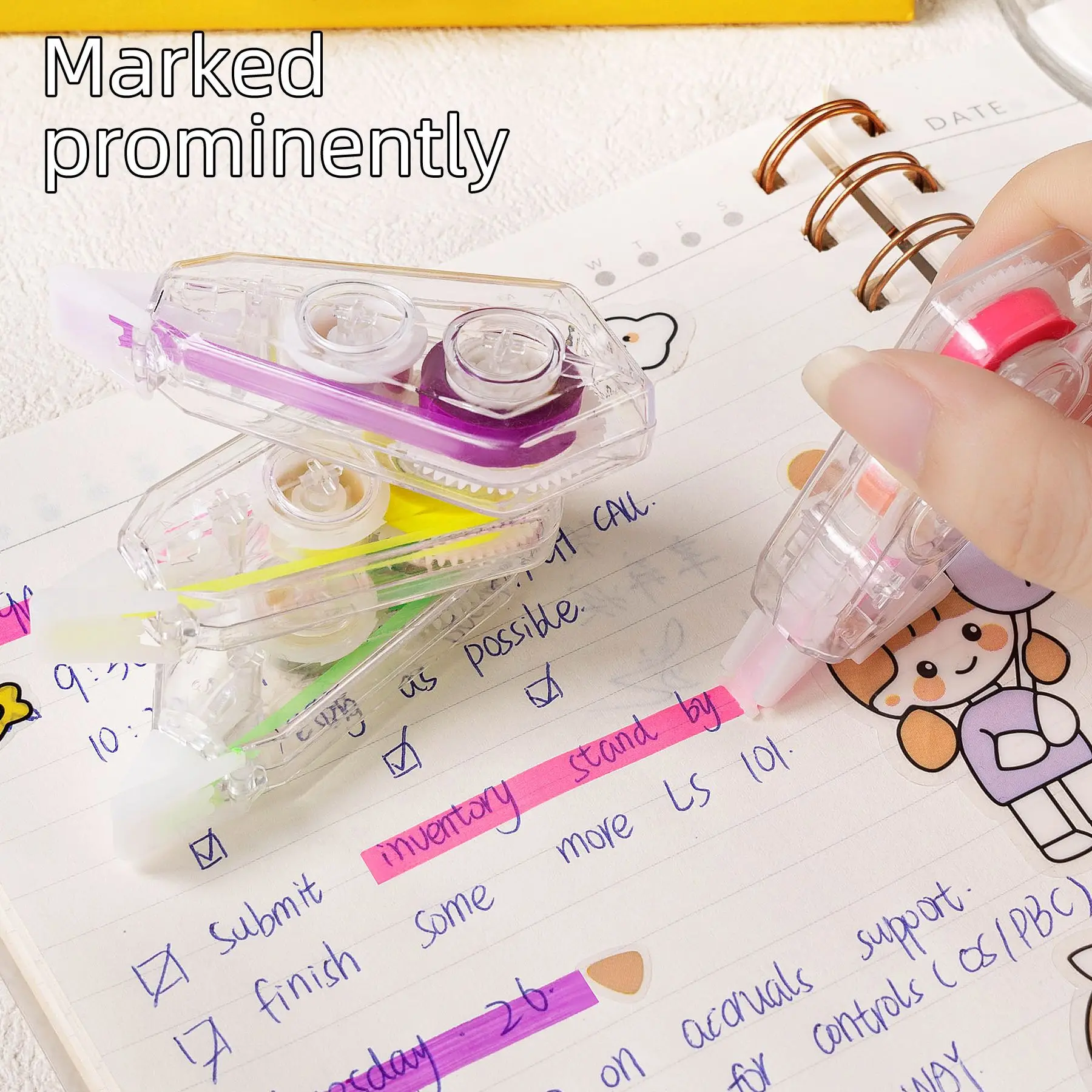4/6 Roll Transparent Colorful Tabs Tape Writable File Tabs Flags Colored Page Markers For Reading Notes School Office Supplies