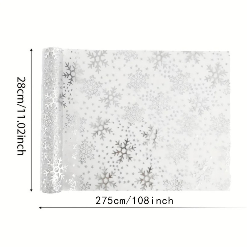 2025 Xmas Organza Snowflake Christmas Table Runner Sparkly Glitter Golden/Silver Metallic Dining Table Decoration 28x275cm