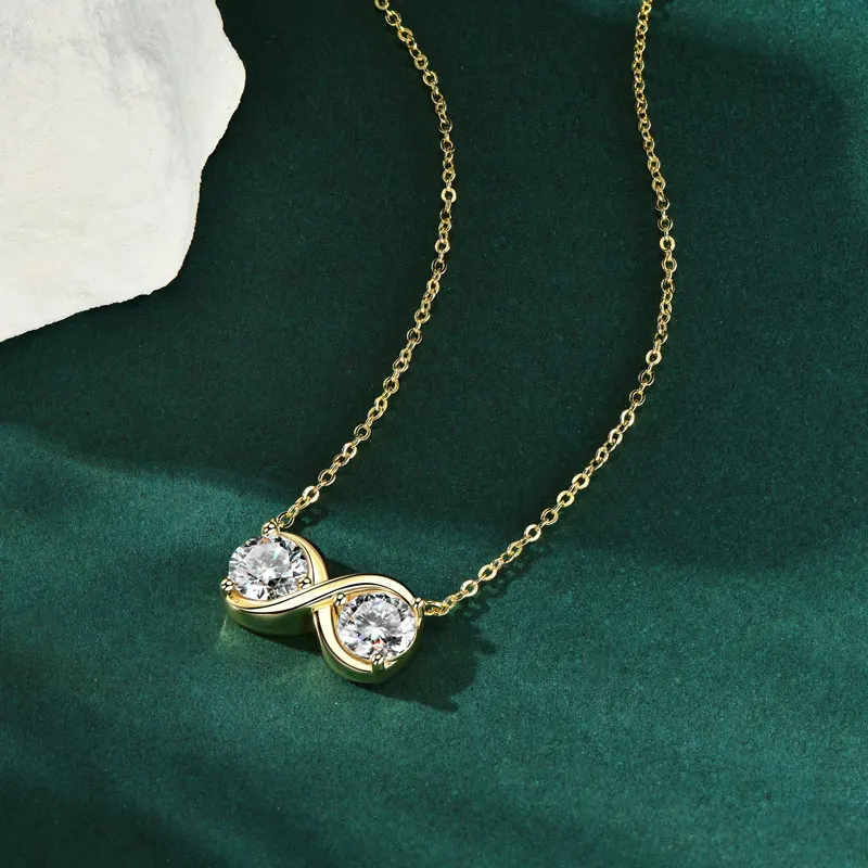 6.5MM 2CTTW. Round Moissanite Infinite Pendant Necklaces 925 Silver for Women Gifts Jewelry with GRA Certificate, moissanite necklace