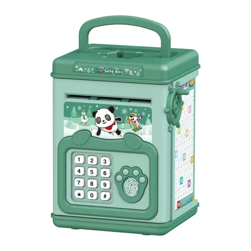 Money Box Fingerprint Piggy Bank Electronic ATM Savings Box Coins Cash Safe Large Coin Bank Password Lock Children