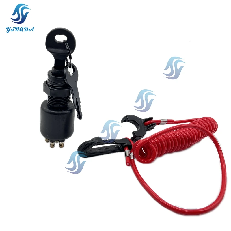 175974 5005801 Ignition Switch & Key Assembly With Lanyard for OMC Johnson Evinrude 40-200HP Outboard Motor rocker switch marine accessories marine hardware engine kill switch