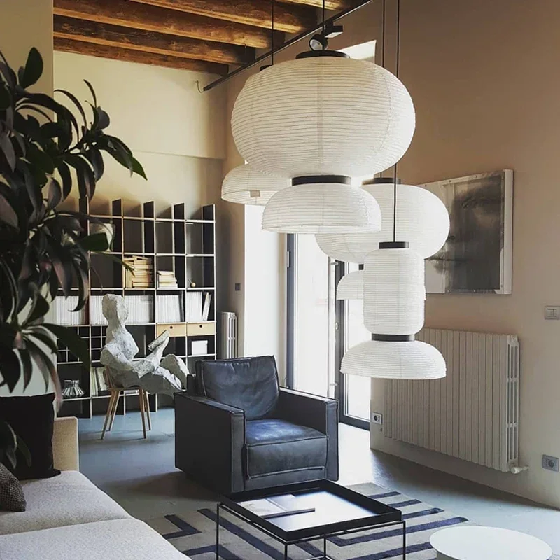 와비 사비 펜던트 램프, 쌀 종이 샹들리에, 일본 스타일, 천장 거실용 걸이식 조명, LED 조명, 방 장식 광택
