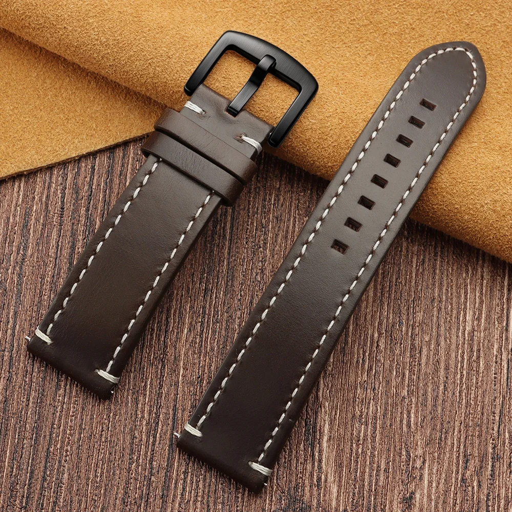Vintage Stitching Genuine Leather Watchband - Universal Sport Strap with Accessories