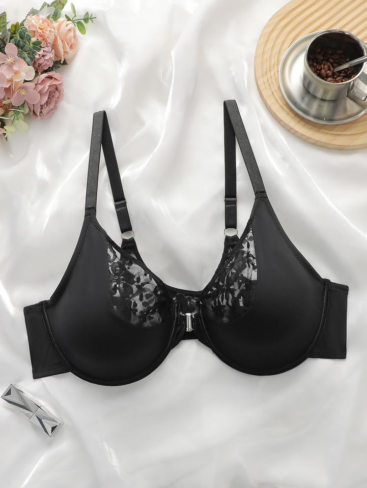 Women's front buckle lace plus size underwear full cup with steel ring gathering bra suitable for full figured women MR2933