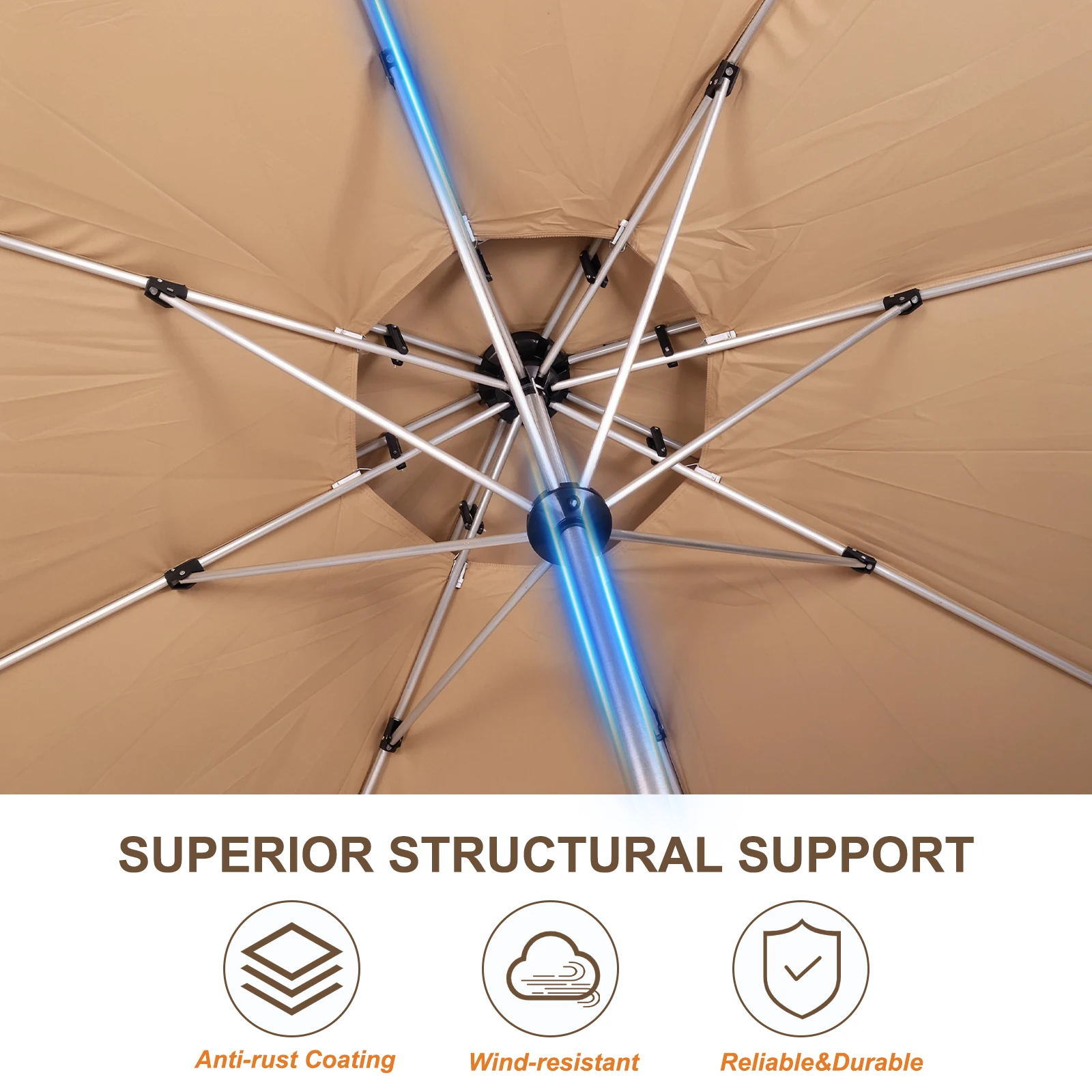 Outdoor Patio Umbrella 8 Ribs Outdoor Table Umbrella Market Umbrella for Garden Deck Backyard Pool