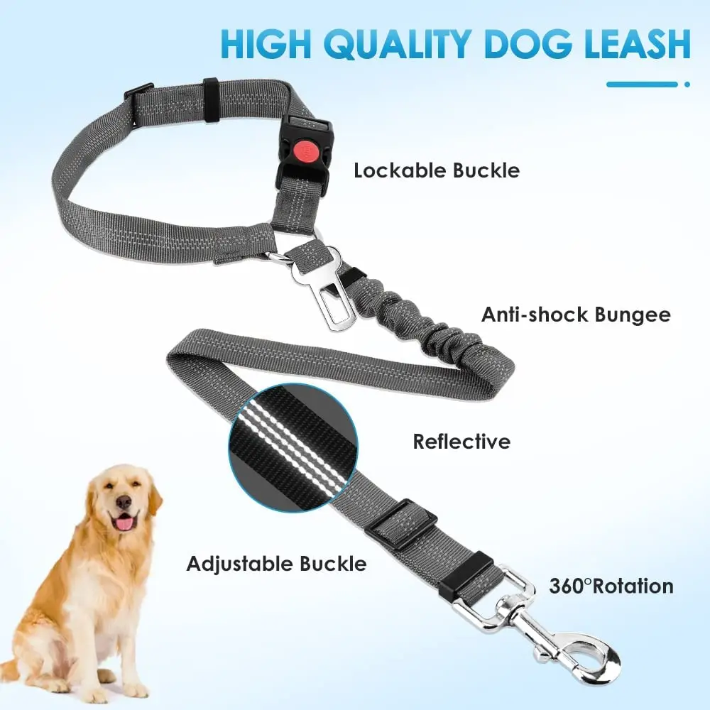 Ceinture de sécurité pour chien de voiture [pack de 2] Harnais de sécurité  réglable pour chien de 19 à 27 pouces