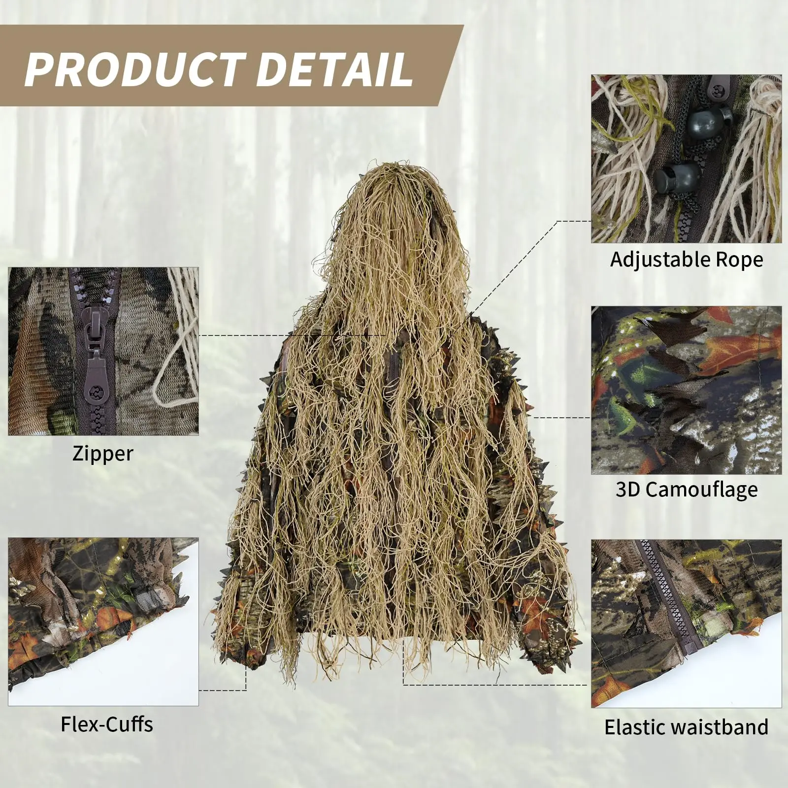 Combinaison de Camouflage D'Extérieur pour Adulte, Tissu de Chasse