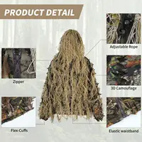 JOAXOR Ghillie Suit Gilly Hunting Suits Pants 3D Leaf Camo Camouflage Coveralls Youth Adult Lightweight Clothes - Image 2