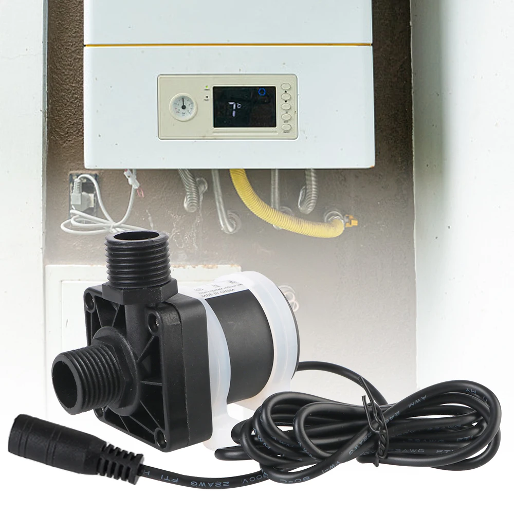 ปั๊มน้ำพลังงานแสงอาทิตย์แบบไร้แปรงถ่าน เครื่องทำน้ำอุ่น ฝักบัว ระบบทำความร้อนพื้น ปั๊มเพิ่มแรงดันน้ำ DC 12V 24V เงียบ 4 จุดเกลียว ปลั๊กแบบ US มาตรฐาน IP68 1