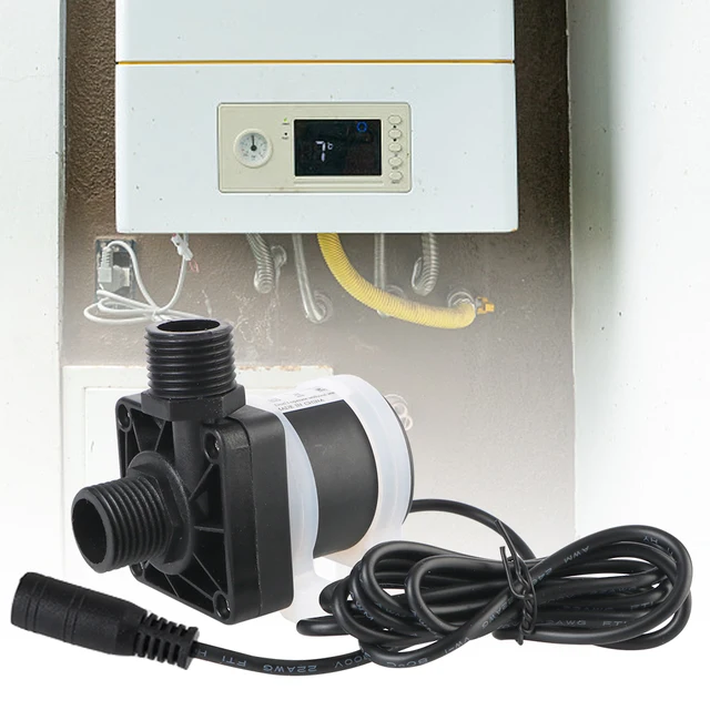 ปั๊มน้ำพลังงานแสงอาทิตย์แบบไร้แปรงถ่าน เครื่องทำน้ำอุ่น ฝักบัว ระบบทำความร้อนพื้น ปั๊มเพิ่มแรงดันน้ำ DC 12V 24V เงียบ 4 จุดเกลียว ปลั๊กแบบ US มาตรฐาน IP68 1