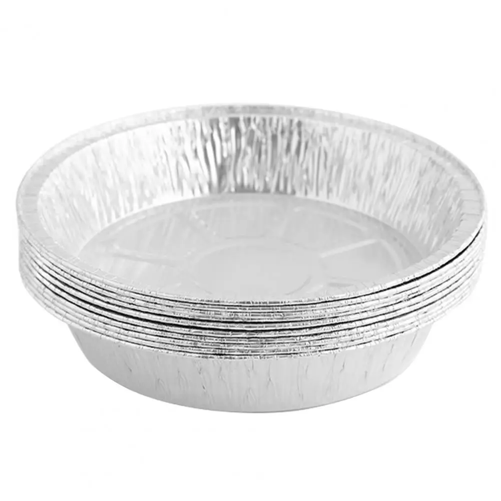 10Pcs Foil Bowl Oil-proof Heat-resistant Non-stick Stackable Recyclable Storing Round Meal Prep Aluminum Foil Pan for Barbecue Foil Bowl