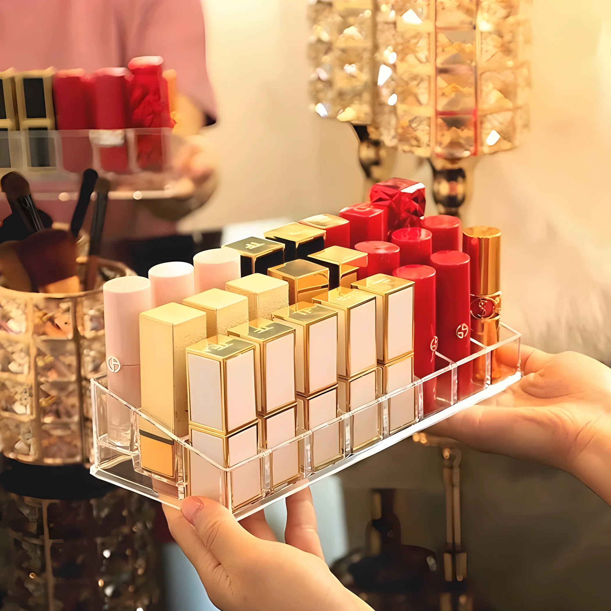 9/24/36/40 Grids Makeup Organizer Box Transparent Make Up Jewelry Holder Home Desk Lipstick Cosmetics Storage Boxes Accessories 2