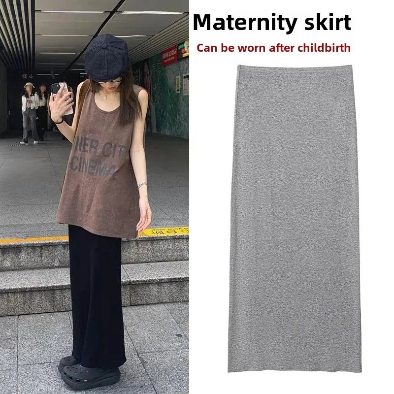 Maternity Knitted Mini Midi Skirt Women's Outerwear Spring Autumn Slim Straight Tube Skirt Small Size Summer Casual Fashion