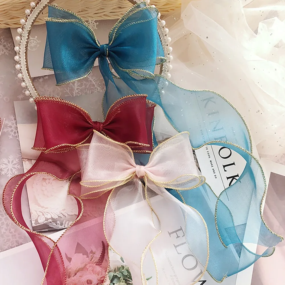 Chainho,Gauze Ribbon,Solid Color,DIY Handmade Bow Tie Materials,Gift Flower Packaging Accessory,Width:58mm,SD13