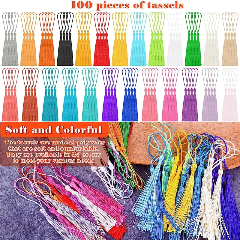 10~80Pcs Bookmark Tassels Fringe Brush Handmade Soft Craft Mini Tassels  with Loops for DIY